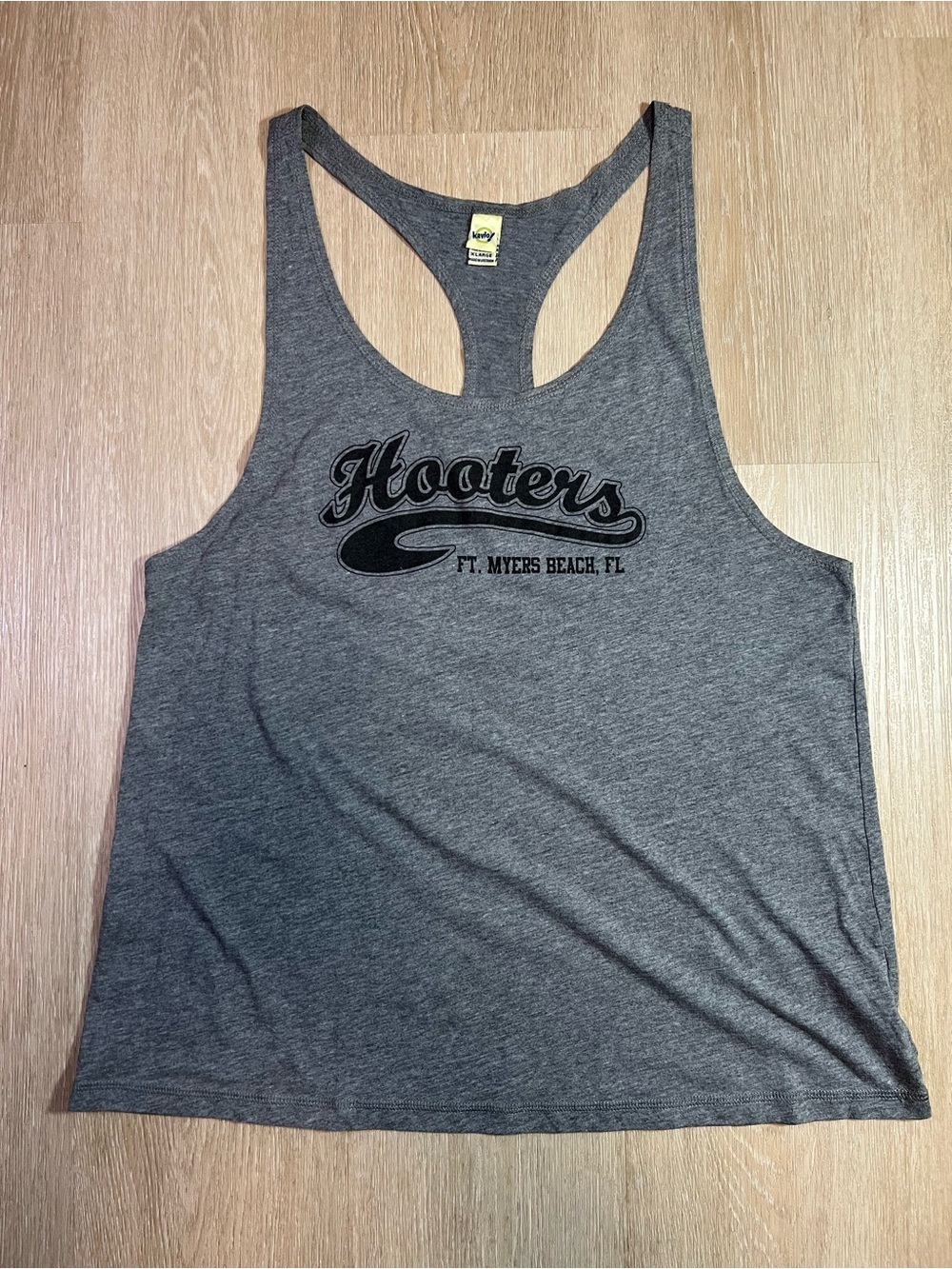 Y2K Vintage Hooters Ft. Myers Beach Gray Racerback Tank Top